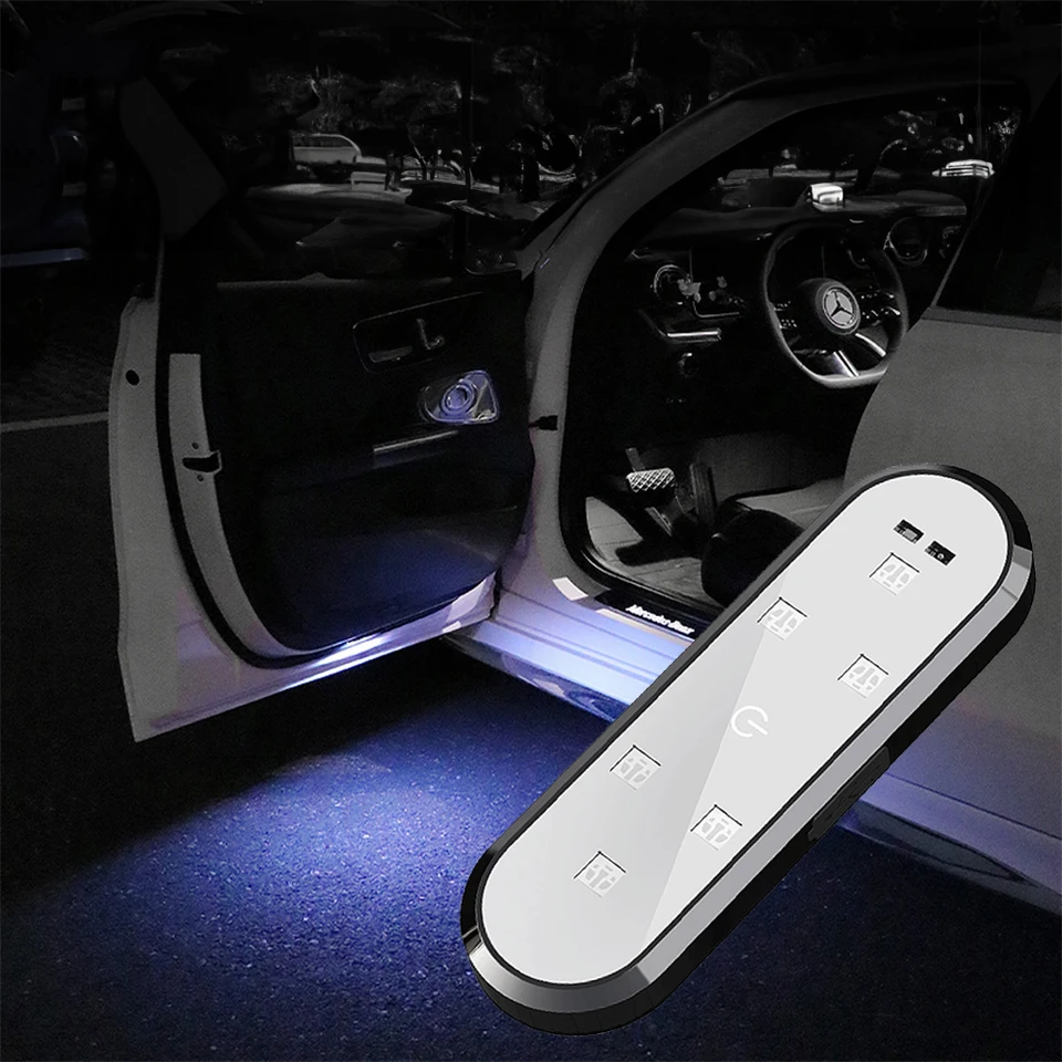 2pcs dvere auta LED LED Vitajte svetlo Magnetické ovládanie USB nabíjanie Automatické otvorené dvere bezpečné anti-kolízia núdzová signálna žiarovka