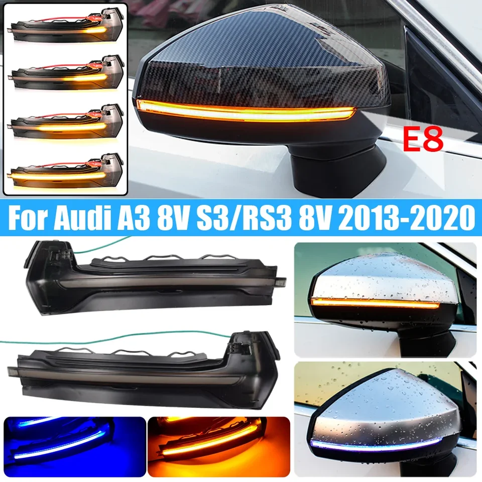 2pcs Dynamic Blinker pre Audi A3 8V S3 RS3 Side Mirror Light LED Signal Signal 2013 2014 2016 2018 2018 2019 2020 Šípka so šípkami