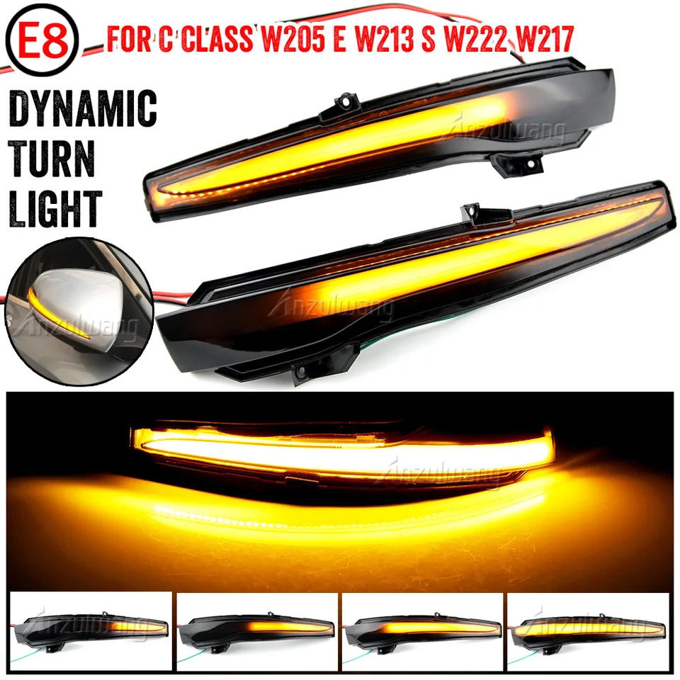 2pcs Dynamic Blinker pre Mercedes Benz Ces GLC W205 X253 W213 W222 V trieda W447 LED Turn Signal Sigpily Side Side Mirror Indikátor