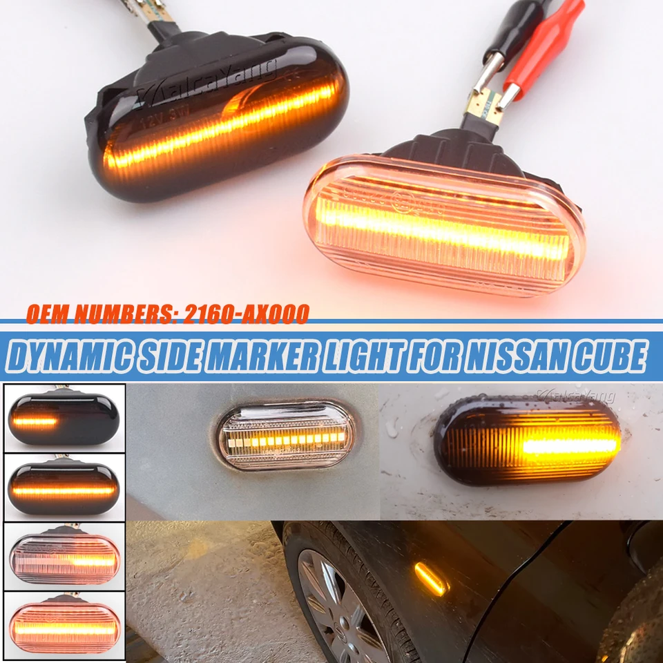 2pcs Dynamic Turn Signal Light LED LED marker sekvenčné blinkerové lampa pre Nissan Cube Frontier NP300 NAVARA TIIDA MICRA