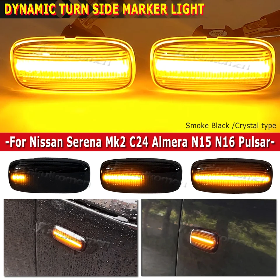 2pcs dynamické LED bočné značky Svetlá tuanová signálna lampa pre Nissan Skyline Sunny Serena Primera Stagea Bluebird Slivia Ad Wagon
