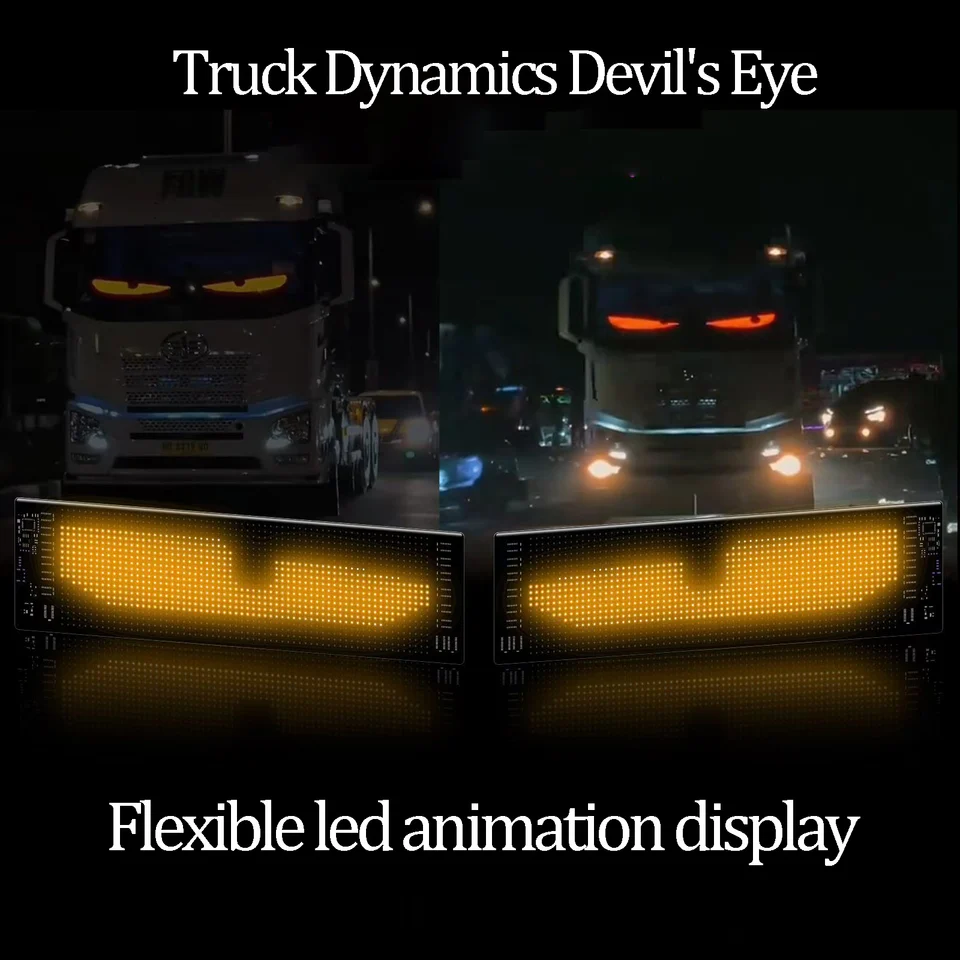 2pcs Eye Led Sign Signing Scrolling Reklama diaľkového ovládača Light Custom text Pattern Animation Programovateľný displej pre nákladné auto