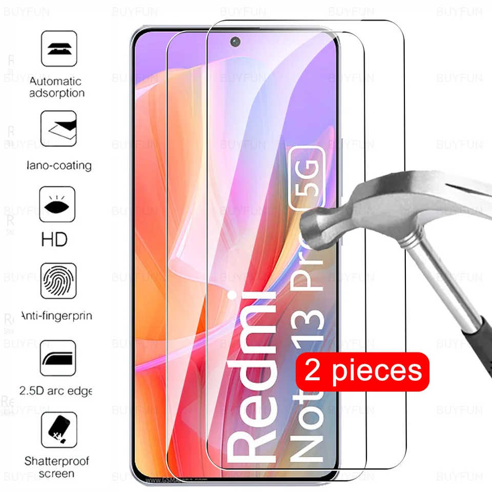 2pcs Full Cover Ochranné sklo pre Xiaomi Redmi Poznámka 13 Pro 5G Note13 13Pro Note13Pro 4G Temperted Glass Screen Protector Film Protector