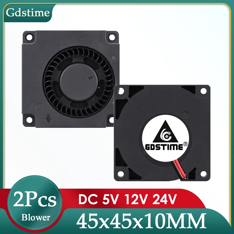 2PCS GDSTIME 45MMX45MMX10MM DC 12V 2PIN Centrifugal Turbo Blower ventilátor 4510 4,5 cm malá kefka bez kefiek NAPÁJANIE VENTILÁRNE VENTILÁR