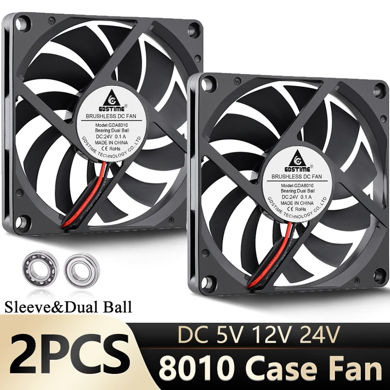 2pcs gdstime 5v 12v 24v 80 mm 80 mm x 80 mm x10mm počítačový ventilátor PC PC latop CPU Cooling ventilátor/loptičku USB/2PIN/3PIN ventilátor