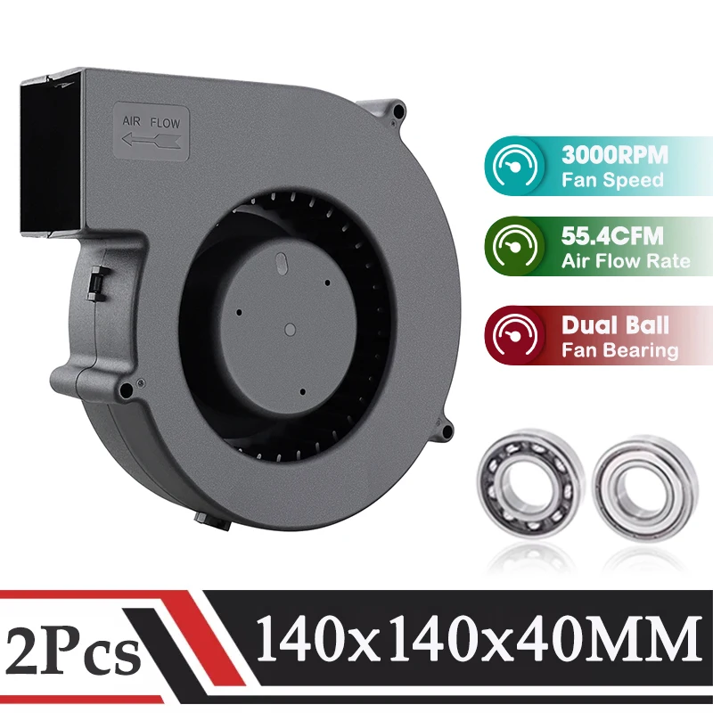 2pcs gdstime dc 12v ventilátor dúchadlového ventilátora 140*140*40 mm Turbo chladiaci ventilátor