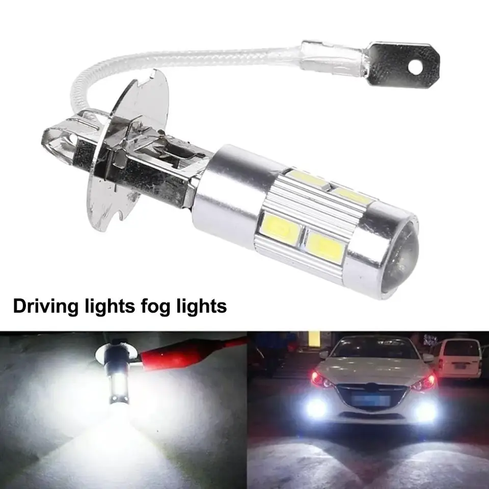 2PCS H1 H3 LED žiarovky 6000K biele Super svetlé vysoké hmlové svetlo Power 10-SMD Automatické príslušenstvo Automatické lampa DRL CAR 5630 G5J4