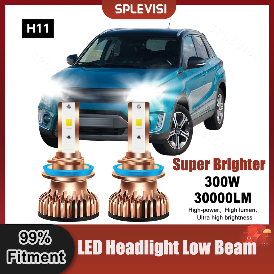 2pcs H11 Automobil LED svetlomet LED LOW LEAM 6000K BIELA ​​12KS CSP Chip pre Suzuki Vitara 2015 2016 2016 Nahraďte autá žiarovky