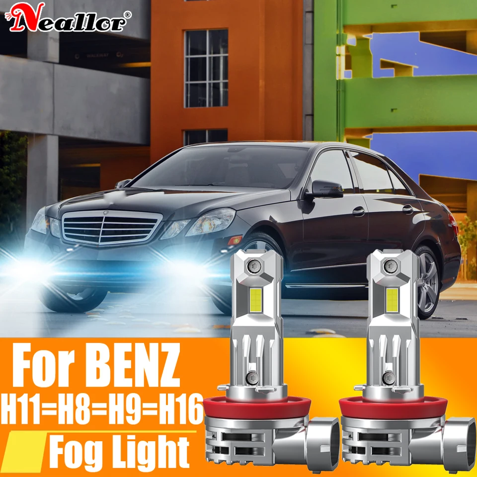 2PCS H11 H1 H8 LED FOG Lights Svetlomet Canbus H16 H9 Dióda vozidla Dióda jazdná lampa 12V 55W pre Benz W212 W221 S212 W447 W164
