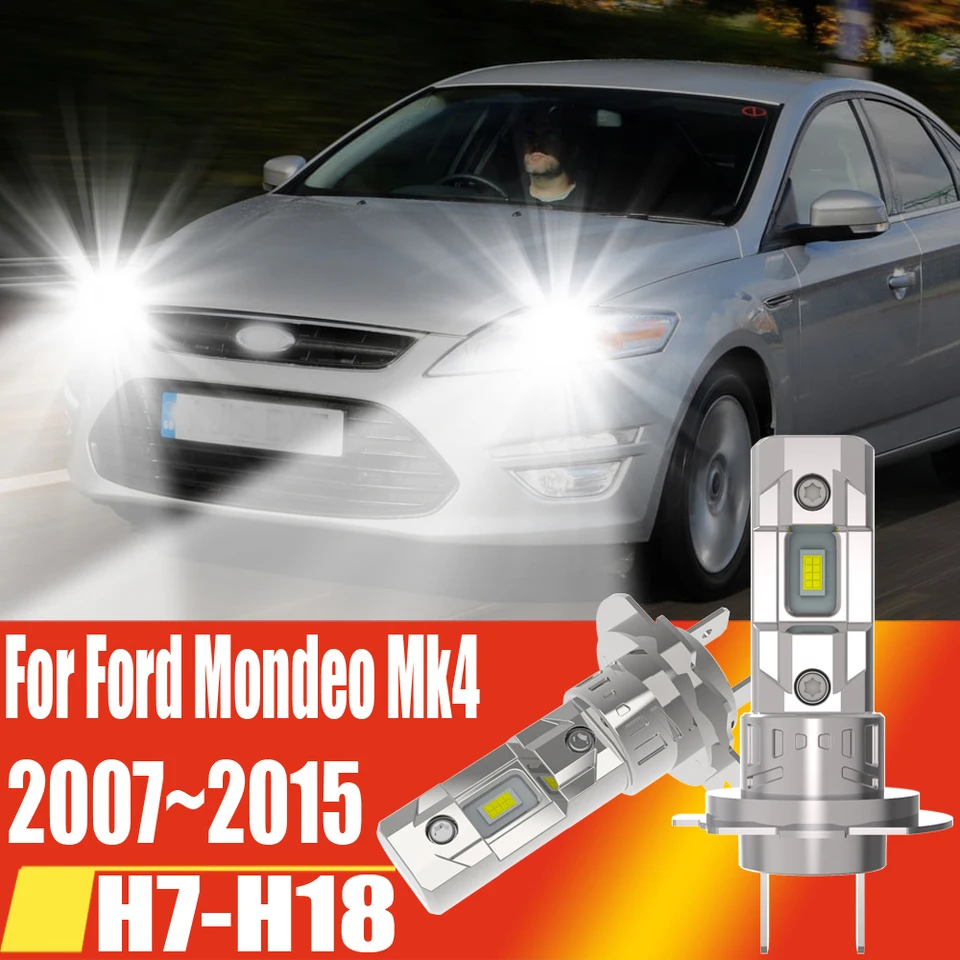 2pcs H7 LED svetlomet Canbus High -Power Car Žiarovka Biela automatická hmlová svetlá Moto Turbo Diode Lamp 12V pre Ford Mondeo Mk4 2007 ~ 2015