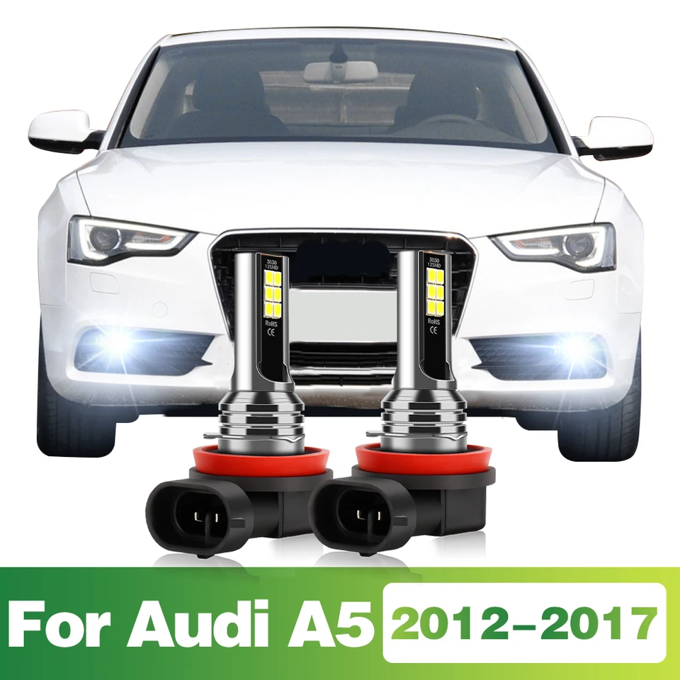 2PCS H8 H11 H16 JP LED FOG LAMPS AUTO PREDNÉ HORY LIGHTS 3030SMD AUTO BILLBY 6000K WHITE PRE Audi A5 2012 - 2017 2013 2014 2015 2016