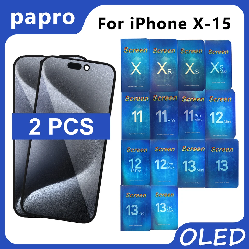 2pcs Hard OLED pre iPhone x xs max 12 Pro Max Display pre iPhone 13 14 15Pro Max