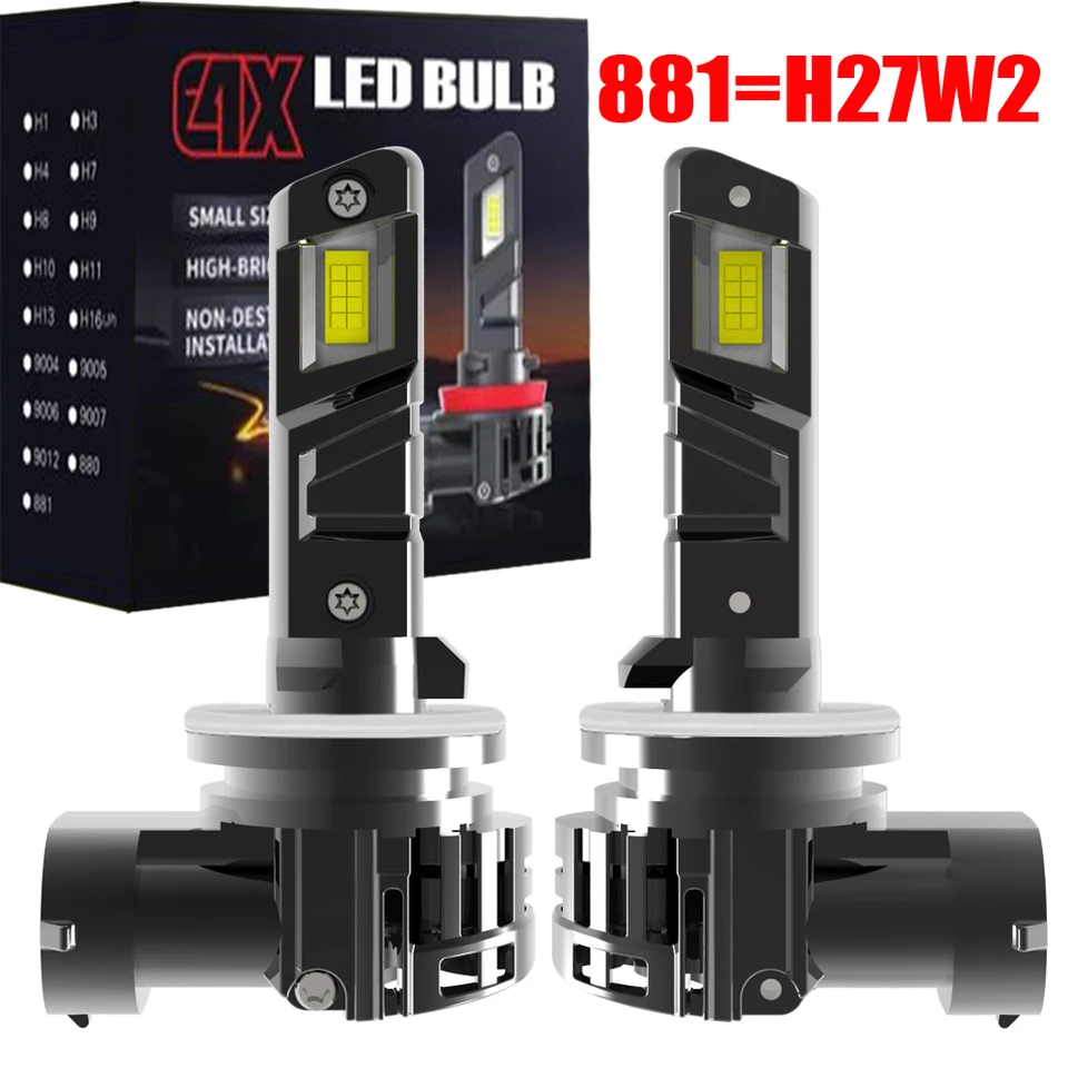2pcs High -Power H27 881 H27W2 LED hmlové žiarovky žiarovky Super svetlý výkonný adaptér Vyžaduje sa autá Turbo dióda biele motolight.
