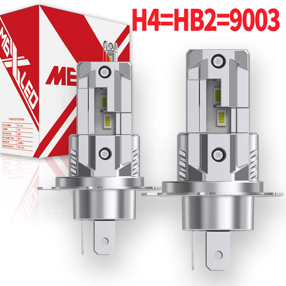 2pcs High -Power H4 HB2 9003 LED svetlomet žiarovka Super svetlá výkonná žiadna adaptér Vyžaduje sa Turbo dióda biele moto hmlové lampa 12V