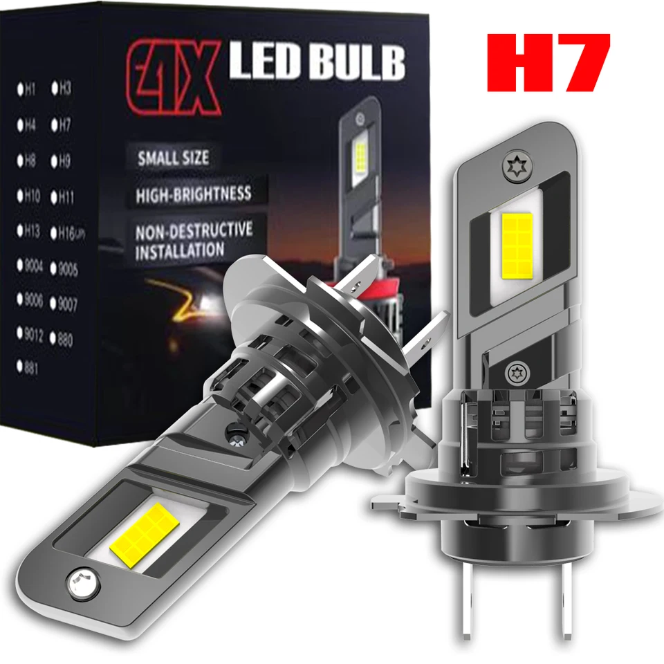 2pcs High -Power H7 LED žiarovky LED žiarovky Super svetlý výkonný adaptér Vyžaduje sa Turbo Diode White Moto Fog Light 12V 55W H18