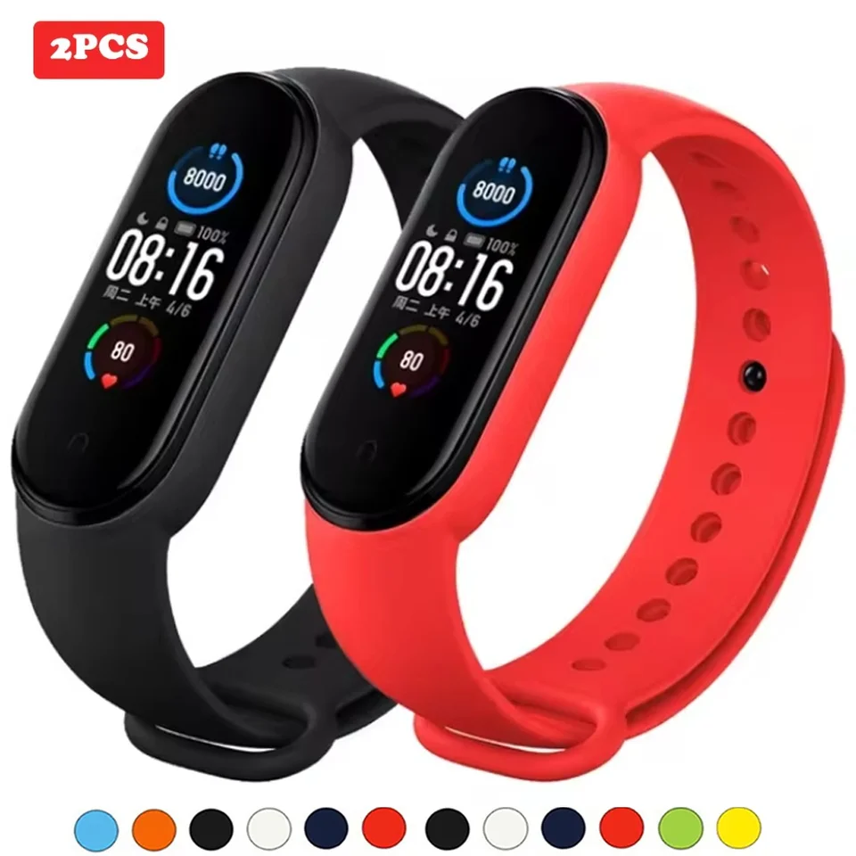 2pcs hodinky remienok pre Xiaomi Mi Band 7 6 5 4 3 Silikónový náramok s náramkom náramokov Miband 3/4 Band6 Smartwatch Accessories