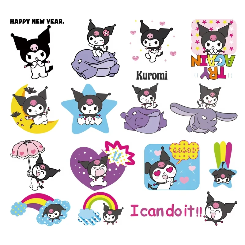 2pcs Hot Sanrio Kuromi My Melody Fusible Clotch Patches Termo-Stickers for Children DIY Šitové aplikácie žehlenia