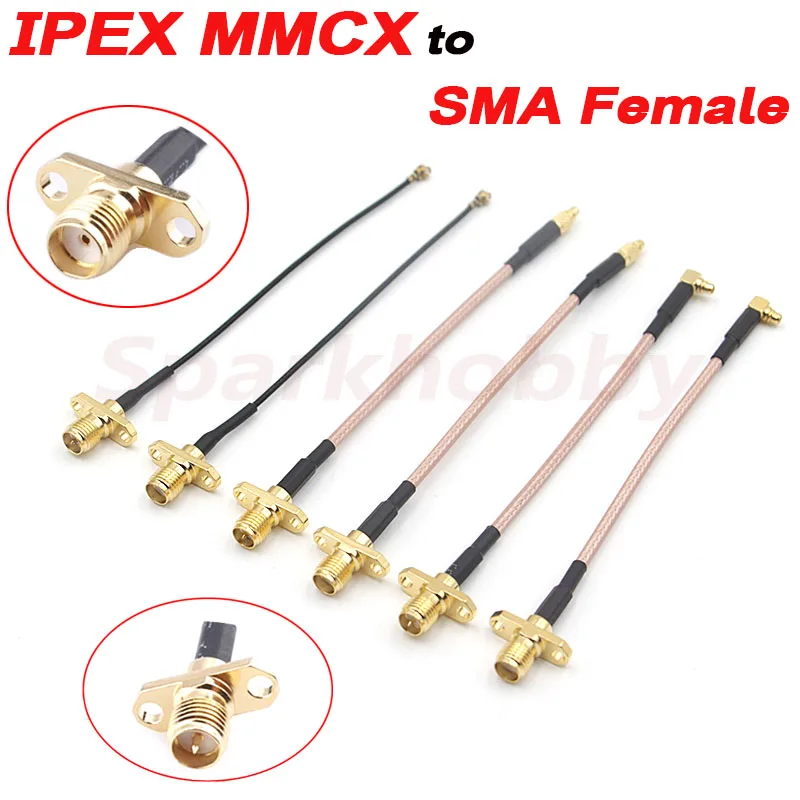 2pcs ipex mmcx na SMA ženský adaptér RPSMA vnútorná ihla Vnútorná otvor 2,5 mm pre anténu prostredníctvom prenosu obrazu Machin