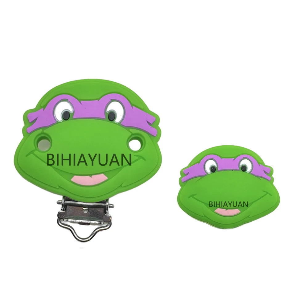 2pcs Jedno sada teenage mutant ninja korytnačky silikónové korálky a klipy cumier baby teeteter známka pre klip teeteter