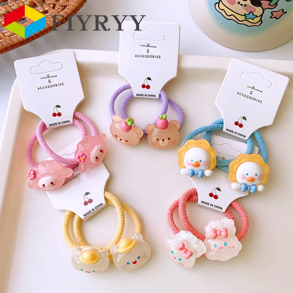2pcs Kids Cartoon Rabbit Bear Sheep Duck Cat Vlasy krava