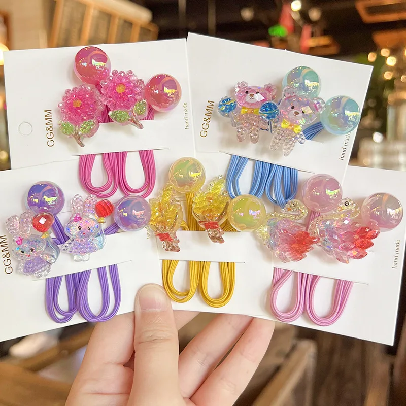 2pcs Krásna karikatúra jačmeňa labuť dievčatá elastické vlasové kapely Kids princezná vlasy doplnky pre deti Vlasy
