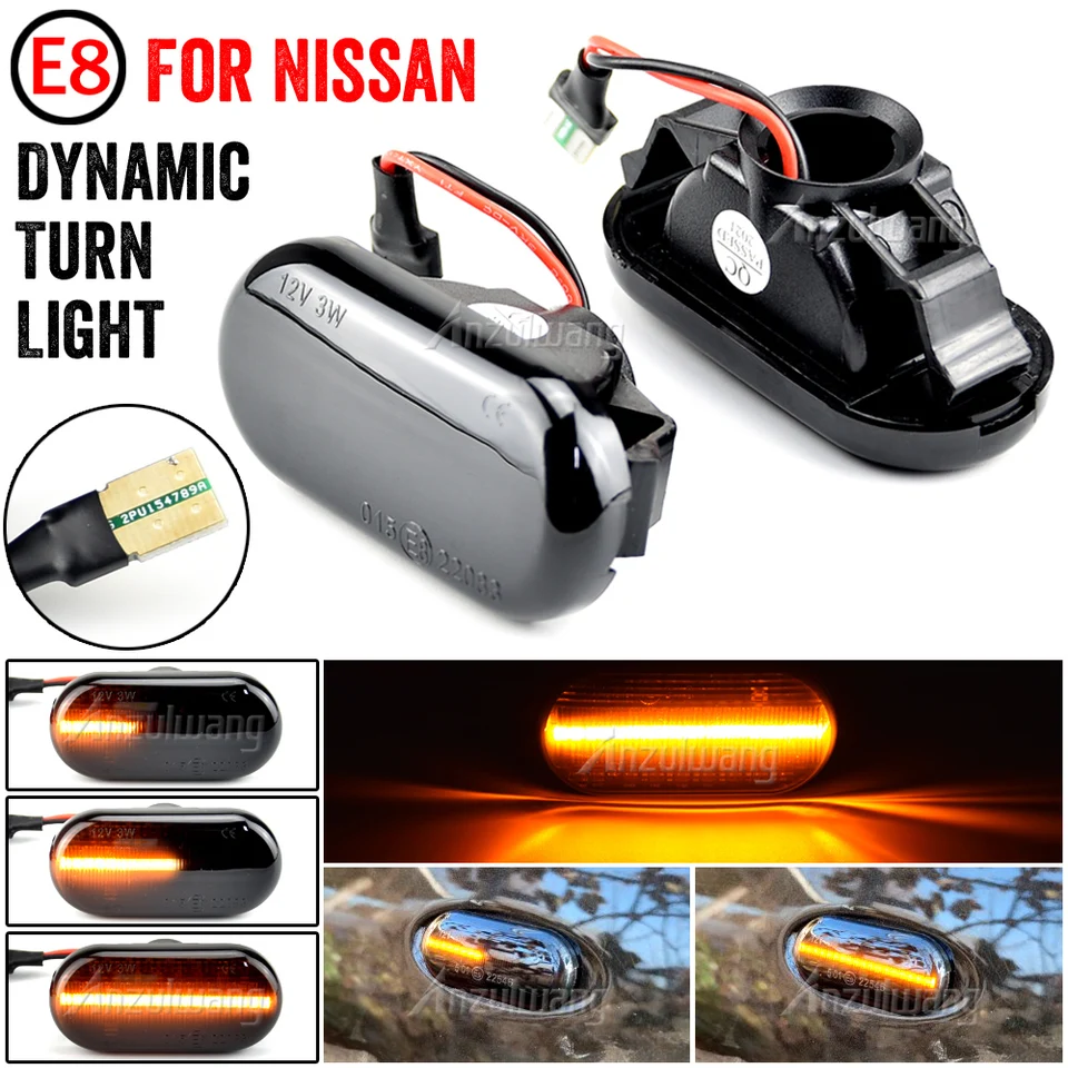 2pcs LED auta Dynamická bočná markerová markerová zákruta svetla Signál LightBlinker Svetlo pre Nissan Qashqai Navara Micra 350Z Poznámka Pathfinder