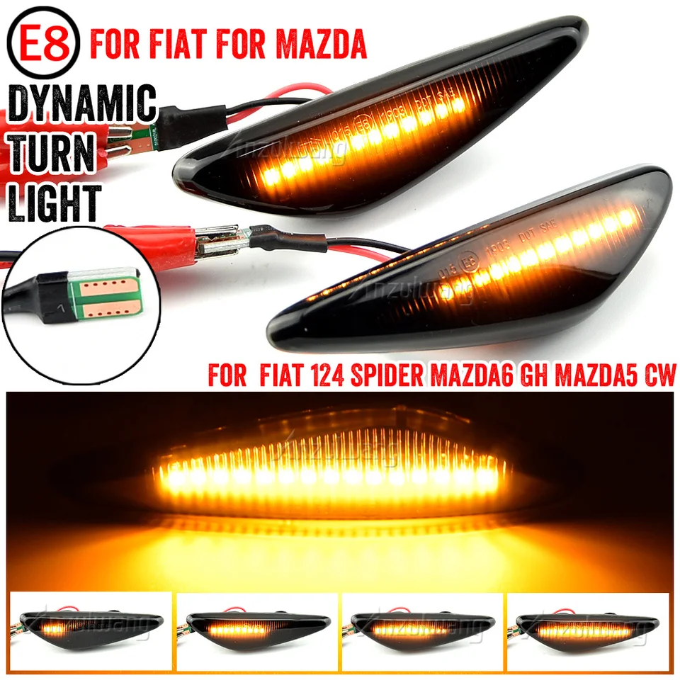 2pcs LED Dynamické signálne svetlá na zákruty automobilu pre Mazda 5 CW 6 GH MX-5 ND RX-8 STRAČNÉ ZARIADENIA AUTOMOBILOV PRE FIAT 124 Spider ABARTH