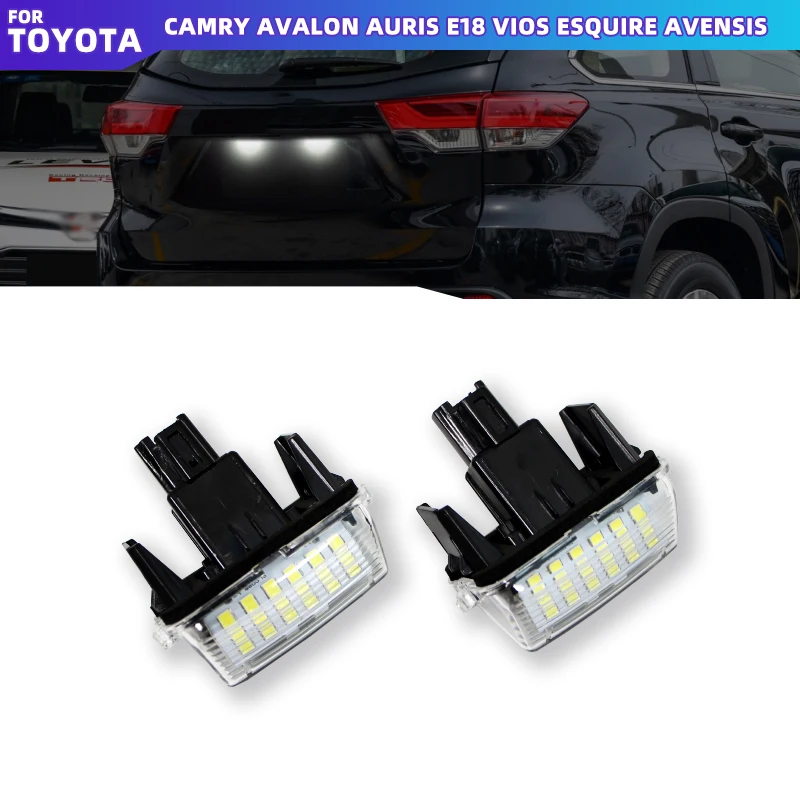 2pcs LED licenčné licenčné štítky Light Light Lights pre Toyota Camry Avalon Auris E18 VIOS ESQUIRE AVENSIS ESQUIRE EZ Noah Proace City Sai Sai