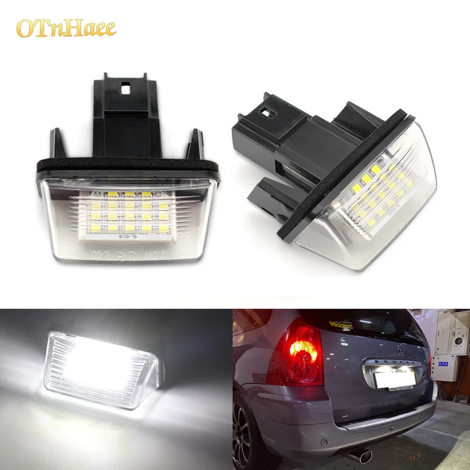 2pcs LED number LIPTION Svetlo pre Peugeot 206 207 307 308 406 407 5008 Partner Citroen C3 C4 C5 Berlingo Xsara Saxo White