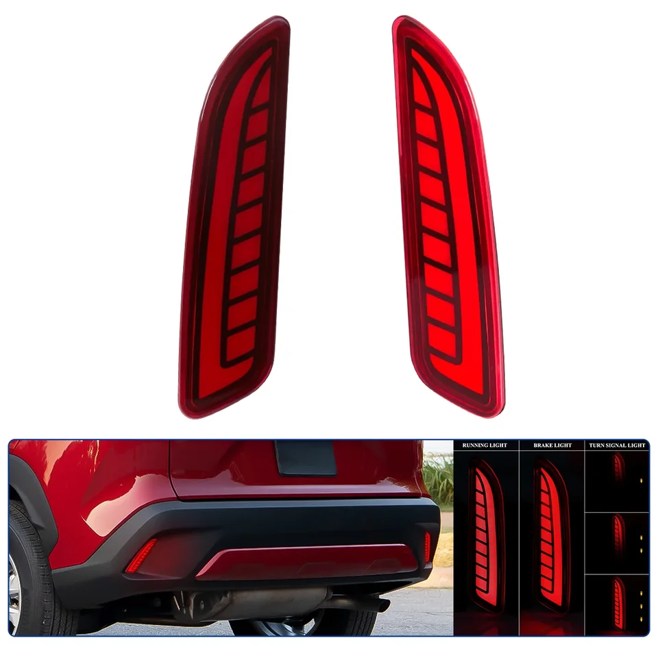 2pcs LED reflektorový reflektorový automobil zadný nárazník pre Toyota Corolla Cross XG10 2021 2022 2023 3-in-1 funkčné signálne žiarovky