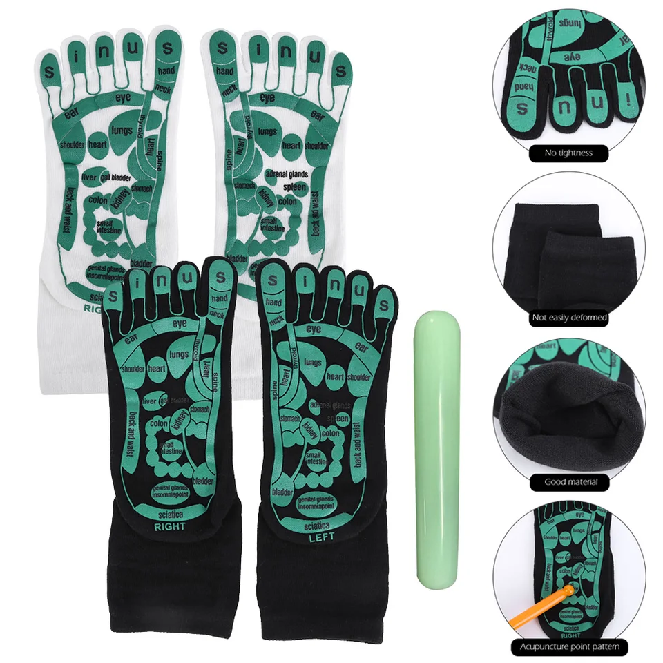 2pcs Masážna masážna noha Point Schéma akupintu ponožky akupresúre reflexológia ponožky jogy Masáž Foot Masáž s masážnymi tyčinkami