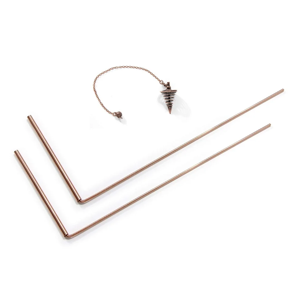 2pcs medené dowingové prúty Duchovné devízové ​​tyče Flexibilné Duchové prúty Dowsing Spirit s kyvadlom s kyvadlom