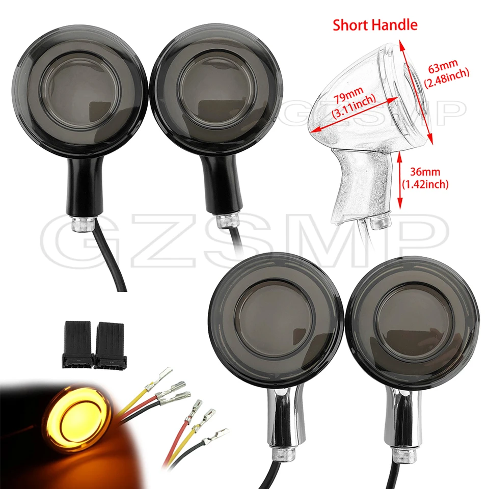 2pcs Motocykel krátka rukoväť Zadný zákrutový signál Hliníková LED dióda LED žiarovky Brzdenie Fit Fit for Sportster XL883 XL1200 1992-up