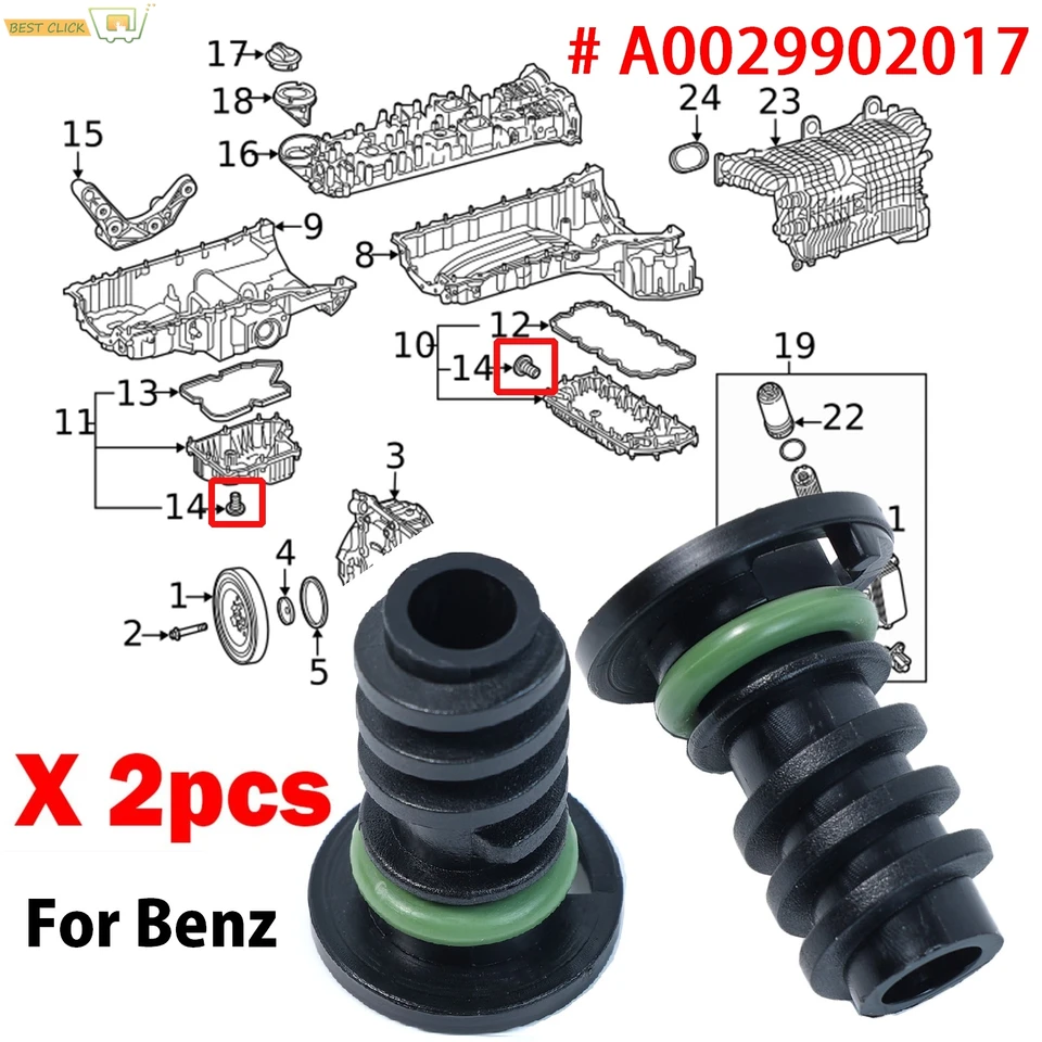 2pcs motorová olejová vínna skrutková zástrčka odtok pre Benz Abcegmsv triedy W166 W447 V222 W222 X222 A217 C217 B907 B910 A0029902017
