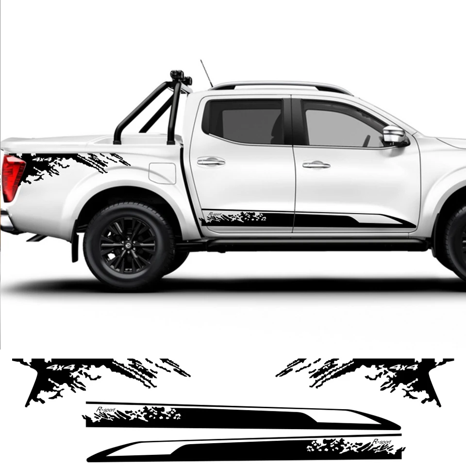 2pcs na bočné nálepky na bočné nálepky štýl pre Nissan Navara NP300 Automatické vinylové filmové dekorácie nálepky DIY Sport Styling Car Tuning Actle