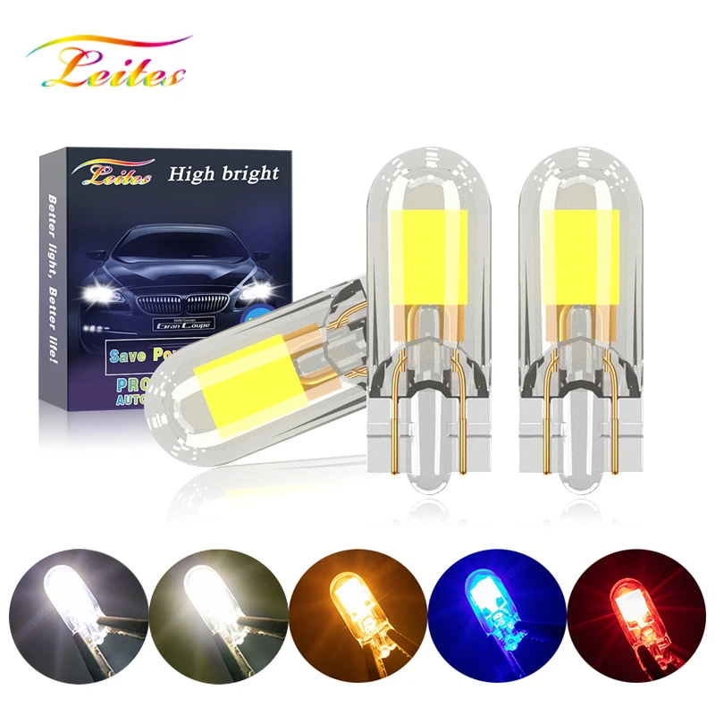 2pcs najnovšia žiarovka T10 LED žiarovka W5W Sapphire Cob Drive Free LED Wedge Žiarovka DOME Čítanie žiarovky Super Bright 12v CAR COBA 6000K