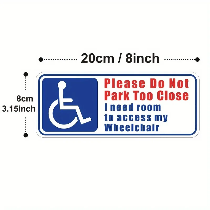 2pcs Neparkujte príliš blízko, invalidný vozík potrebuje nálepku na vesmír, nálepku na nálepku na čelné sklo automobilu 20cmx8cm PVC KK