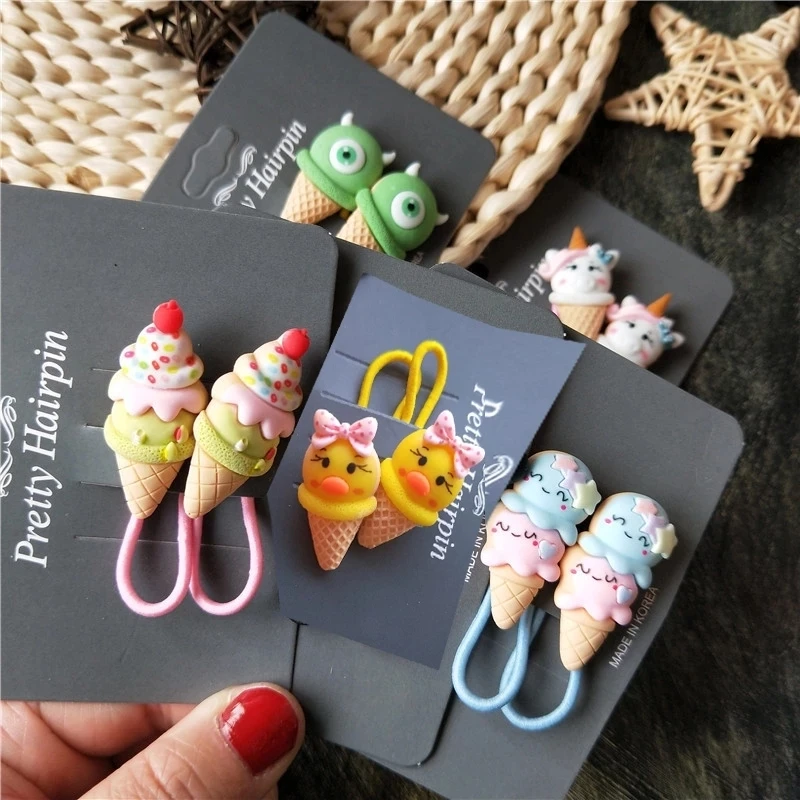 2pcs nová roztomilá karikatúra sladká trubica hlava hlavy Kids Elastické vlasové kapely Deti Ropes Dievčatá Doplnky detská čela hlavy