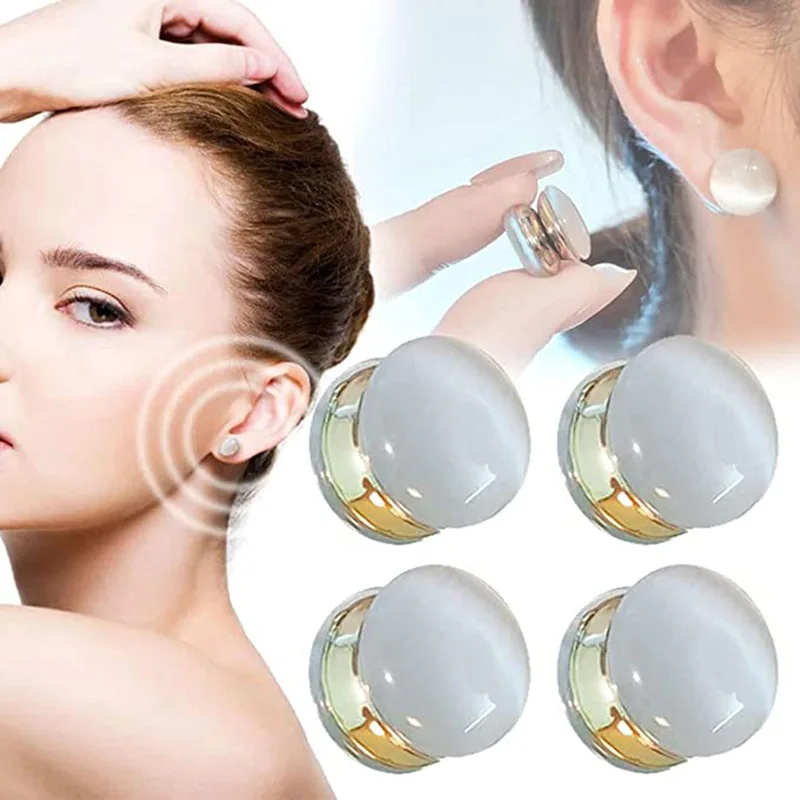 2pcs Nový bezbolestný klip Magnetic Cat's Eye Ear No prepichnuté náušnice Ženy Ztrácanie šperkov Lymfatické drenážne terapeutické cvočky