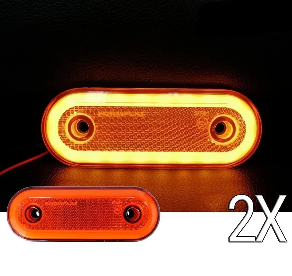 2pcs Orange Amber Strana 20 LED značky LIDS Oval X2 12V 24V Neon Trailer Truck Lorry