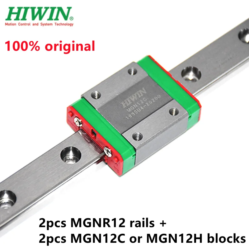 2PCS Original Hiwin Rail MgNR12 -L 200 mm / 300 mm / 330 mm / 400 mm / 500 mm / 550 /600 mm + 2ks MGN12H / MGN12C BLOKY