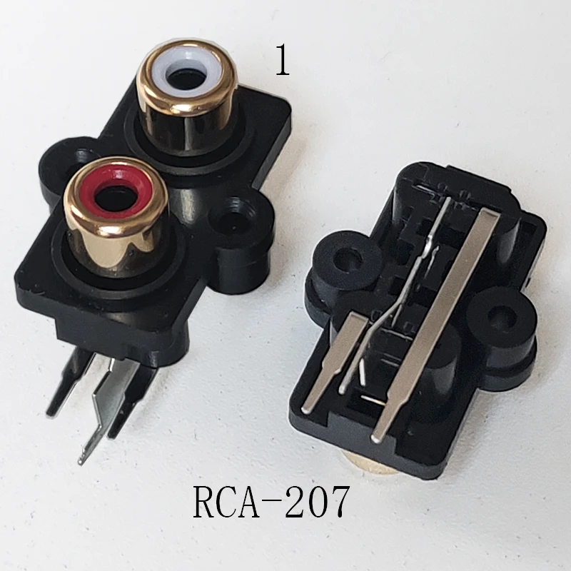 2PCS PCB Mount 1 Polohy Stereo Audio Video Jack RCA Ženský konektor Dva diery (W+R) RCA-207 Golden
