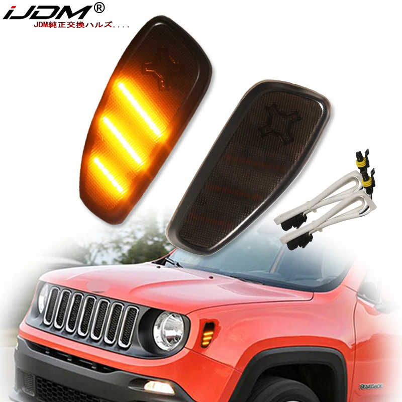 2pcs pre Jeep Renegade BU 2014 2015 2021 Reflex Reflex Výstraha prednej LED bočnej značky Fender Lights Turn Signál LED žiarovka