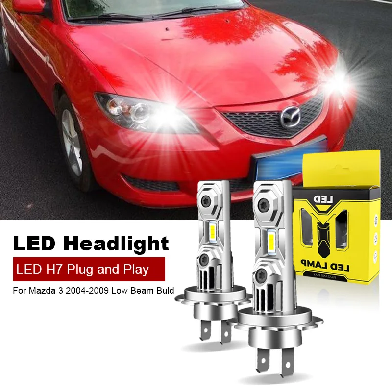 2pcs pre Mazda 3 2004 2005 2006 2007 2008 2009 LOW BEAM LED žiarovka H7 bez ventilátora žiarovky 60W 6000K Plug and Play 12V H7