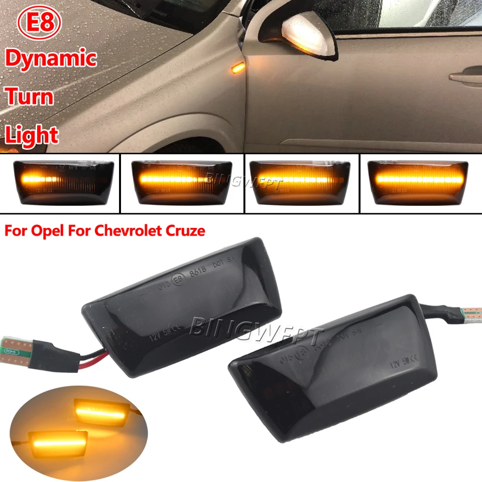 2pcs pre Opel insignia astra h Zafira B Corsa D pre Chevrolet Cruze LED Dynamic Side Signal Signal Svetla sekvenčný blinker
