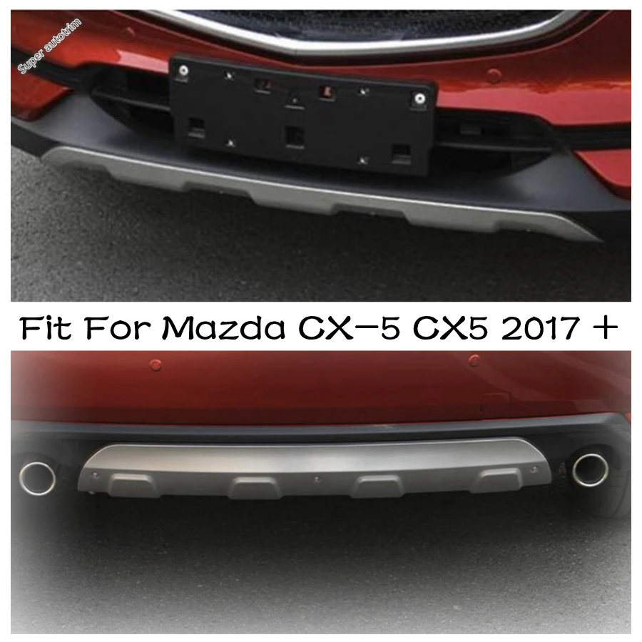 2PCS predný zadný nárazník šmykľavka ochranná doska Ochrana krytu pre Mazda CX -5 CX5 2017 - 2023 Exteriérové ​​príslušenstvo z nehrdzavejúcej ocele