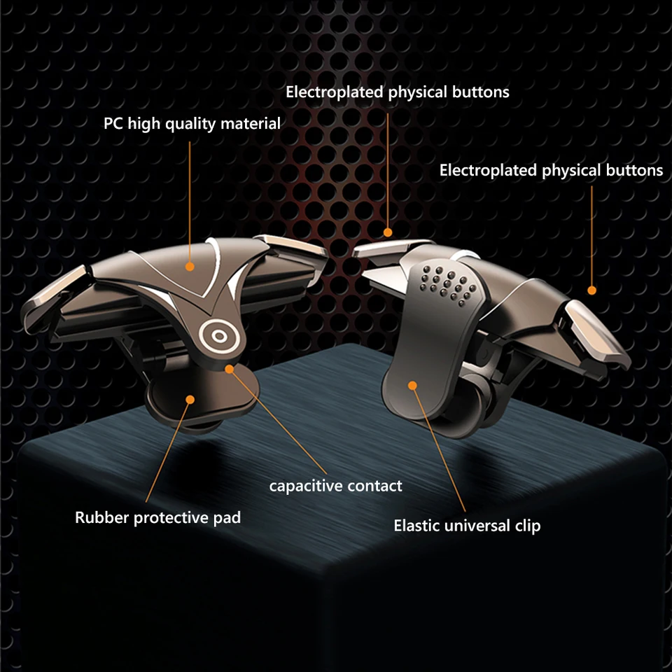 2PCS RGB 4 Finger Mobile Gaming Trigger pre tlačidlo spúšťača spúšťača gamepadu PUBG GamePad pre iOS Android Smart Phone
