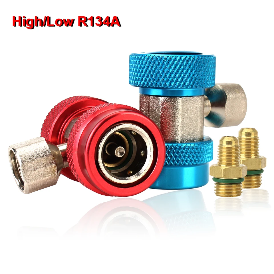 2pcs rýchly spojovací konektor adaptér nastaviteľný R134A Vysoké náradie s nízkym automatickým opravám automobilu Autofragačného zariadenia Fluoridový konvertor