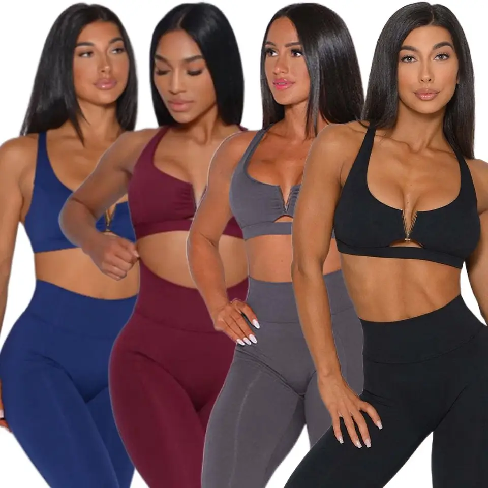 2pcs s dvojitým krížovým popruhom jogu kombinézy s vysokým pásom s šokom odolným v oblasti fitnessuit