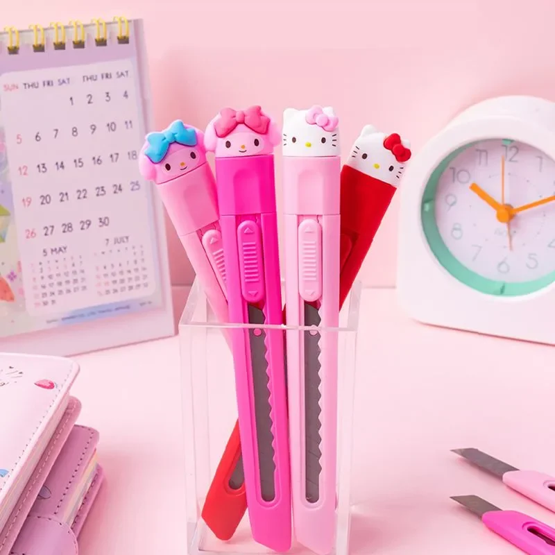 2pcs sanrio roztomilý karikatúra umelecká rezačka Hello Kitty Melody Box Cutter Balenie kancelárskych potrieb školské zásoby